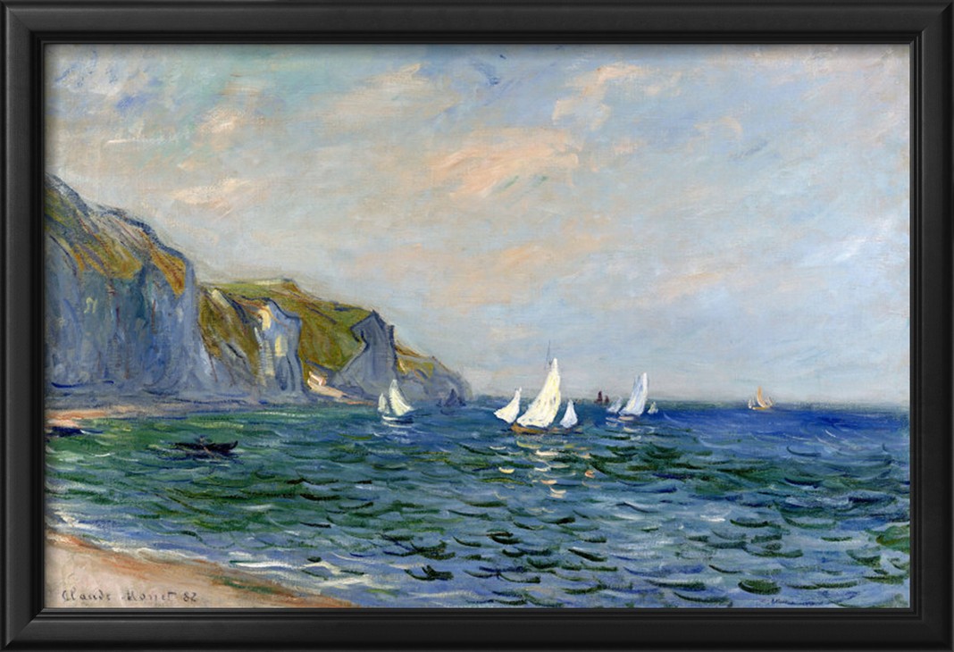 Cliffs And Sailboats At Pourvill-Claude Monet Painting